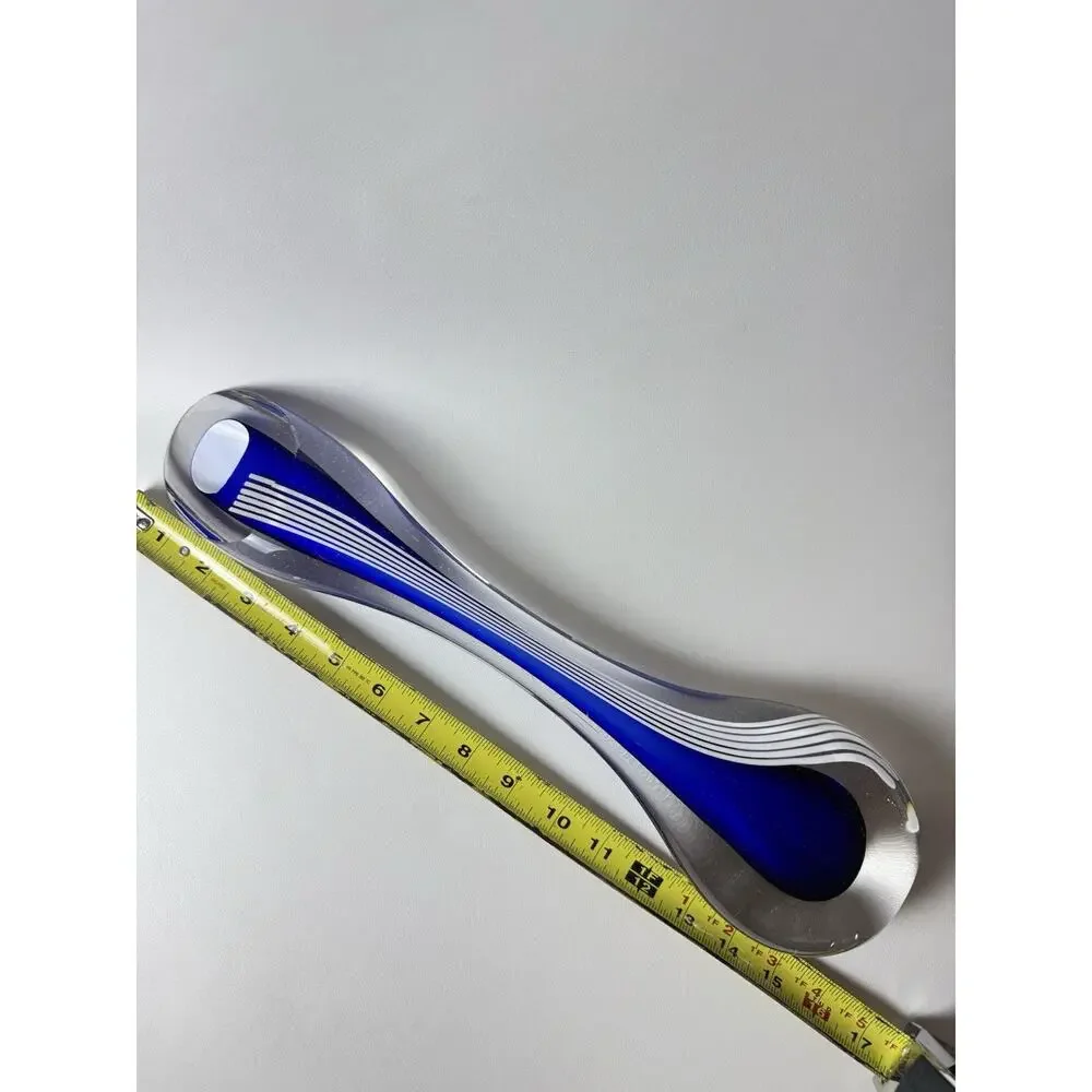 Studio Art Glass Sculpture Vase Cobalt Blue Sommerso Filigrana HJ Yarrito Signed